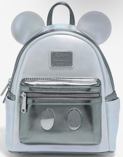 New Loungefly Disney 100 Anniversary Mickey Mouse Platinum Silver Mini Backpack