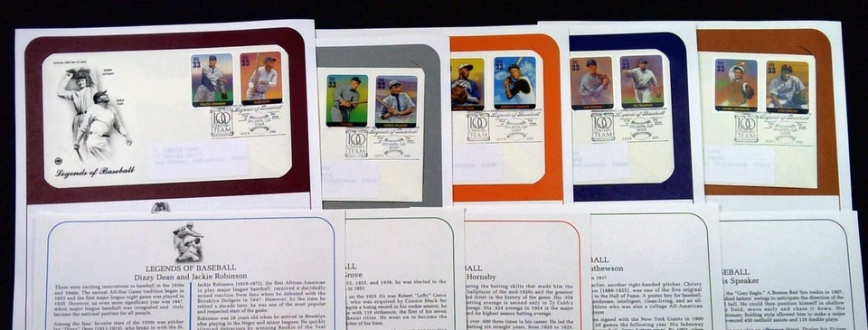 2000 Legends of Baseball Sc 3408a-t PCS panel FDCs Babe Ruth Jackie Robinson - Image 2 of 4