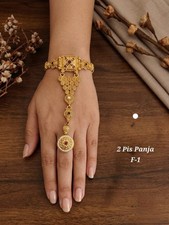 Gold Plated Panja Bracelet Hand Chain Kundan Bridal Wedding Jewelry