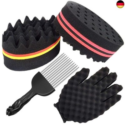 ARJDXDP 4 Stück Twist Sponge Afro Kamm Magic Curl Sponge HaarbüRste Schwamm L