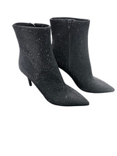 Express Women's Sparkly Rhinestones Pointed Toe Heeled Booties Black Size 6.5