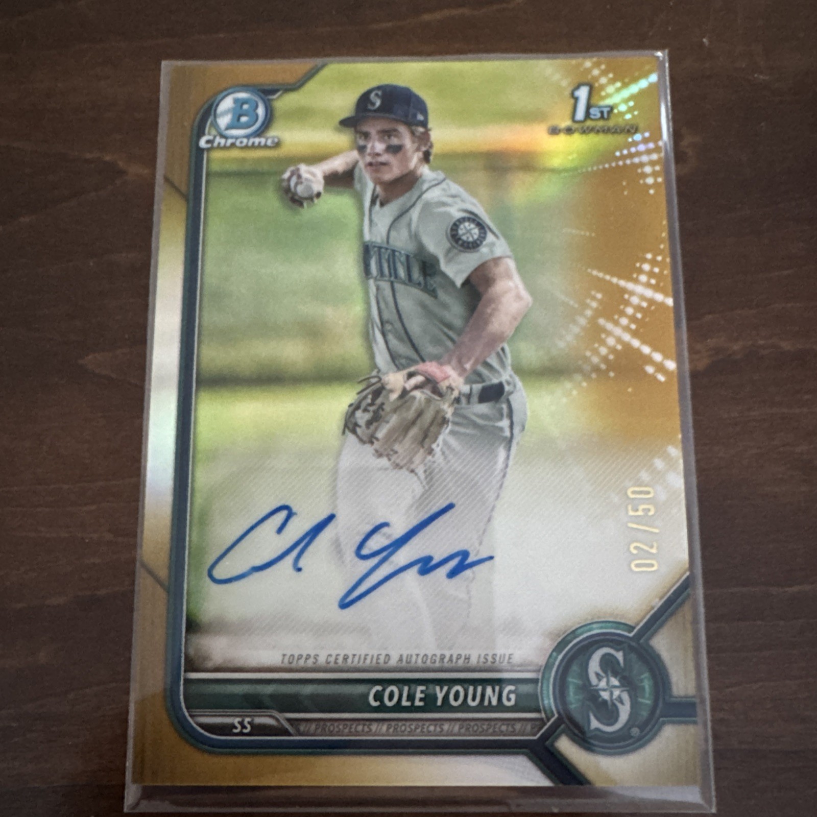 2022 Bowman Draft Cole Young 1st Chrome Gold Refractor Auto /50 CDA-CY