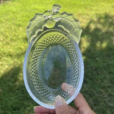 VTG Studio Nova Japan Cut Glass Crystal Candy Dish Bowl Frosted Holly & Leaves