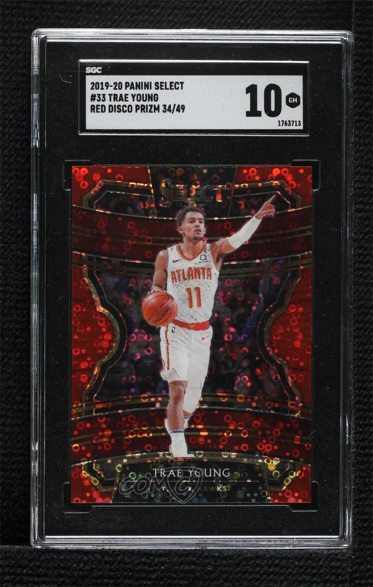 2019 Select Concourse Hybrid Red Disco Prizm 34/49 Trae Young #33 SGC 10 GEM hs9