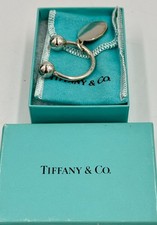 Vintage Tiffany Co Sterling Silver Key Ring with Pouch and Box - NEVER USED