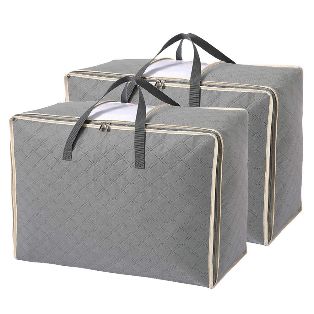 Astoryou 105L Large Storage Bags with Zips, 2 PCS Duvet 105L(Pack of 2), Grey