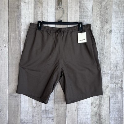 Sandro Alpha Wool Blend Slim Fit Drawstring Shorts Mens Size EUR/44 US/30 Taupe