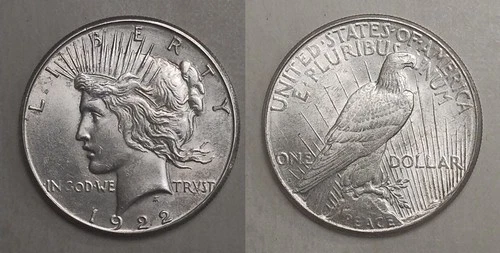 1922-S Peace Silver Dollar - 90% Silver - EF to AU