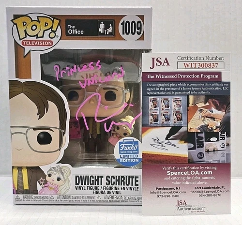 SIGNED Funko Pop! The Office Dwight Schrute W/ Princess Unicorn #1009 JSA COA 