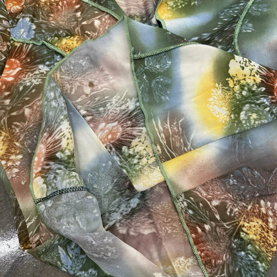 Blusa Pullover Vintage Años 70 Floral Acetato Nailon Manga Corta Mediana Foto 3 de 4