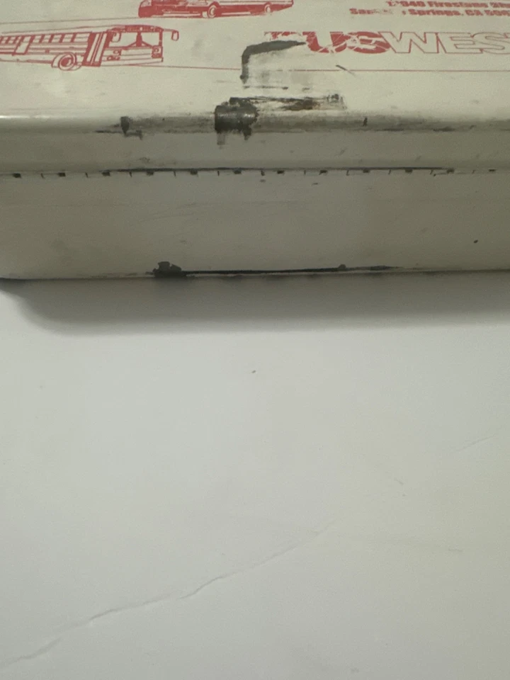 vintage first aid kit metal box with the bus logo gray for any collector - Image 4 of 4