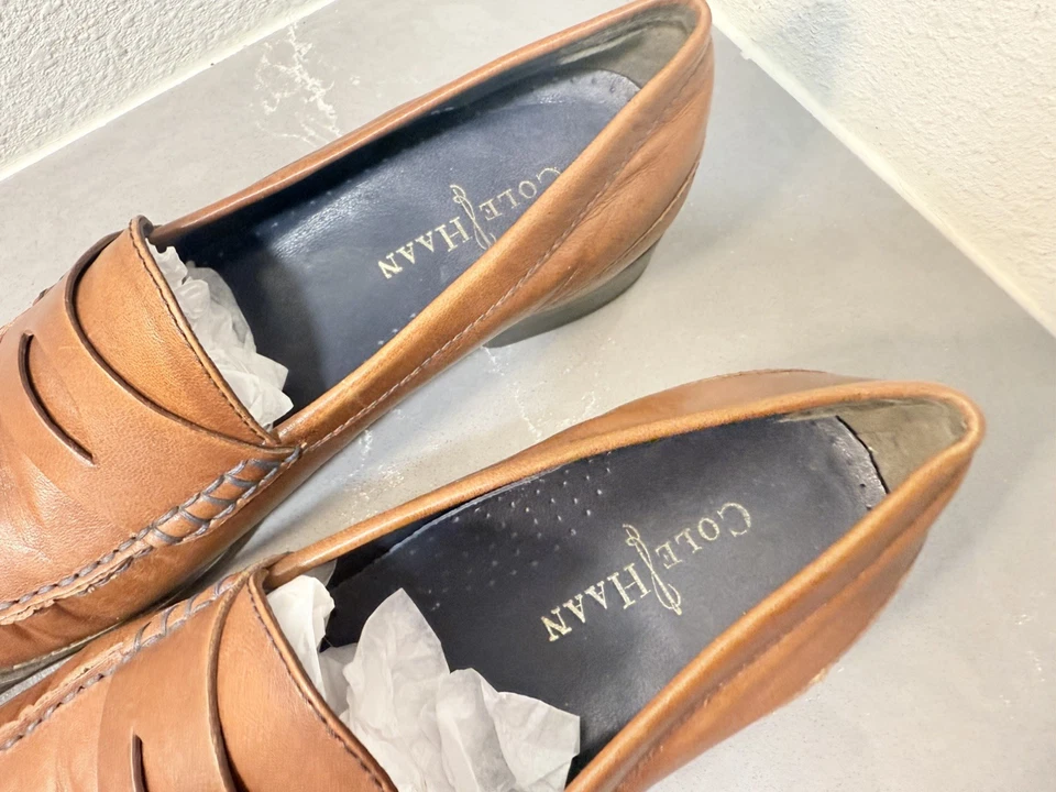 COLE HAAN Para hombres EE. UU. 7.5 Cuero Marrón Penny Mocasín Zapatos Sin Cordones Trabajo Carrera Foto 3 de 4