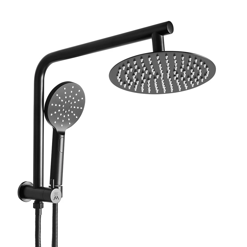 High Pressure Shower Head Set Rain Round Brass Taps Mixer Handheld WELS Black