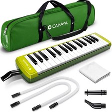 Melodica Instrument 32-Keys Green Double Tubes Mouthpiece Air Piano Pianica K...