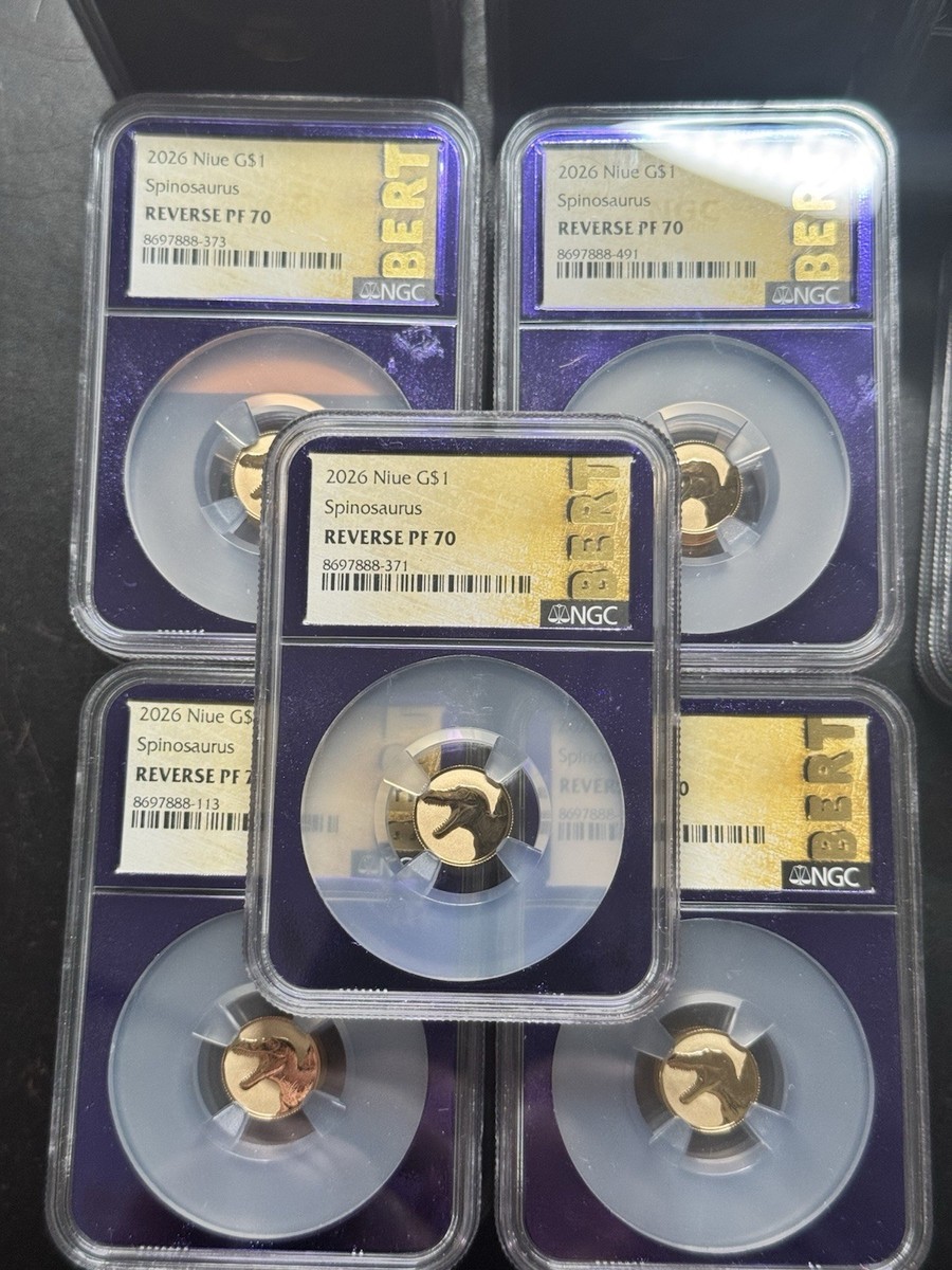 2026 Niue SPINOSAURUS Reverse Proof 1 Gram Gold NGC PF70 Purple