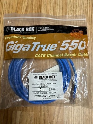 Black Box GigaTrue 550 CAT6 Ethernet Patch Cable 10ft Blue RJ45 EVNSL621-0010 