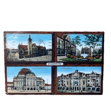 Postkarte AK Chemnitz Rathaus Zentraltheater Mehrbild Gelaufen 1915