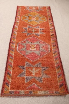 Turkish Vintage Rug 3,2x7,5 ft (97x230 cm), Herki Red Handmade Rug