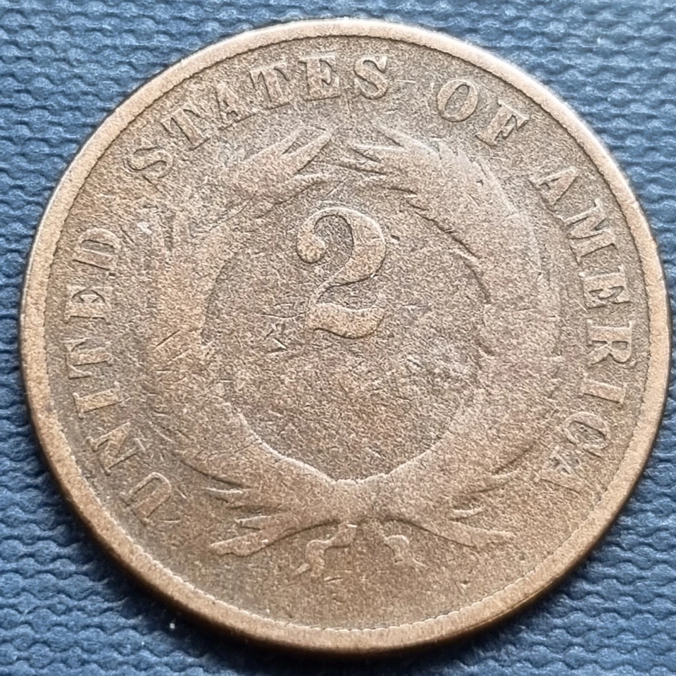 1872 Two Cent Piece 2c RARE Key Date Circulated #95982 - Image 2 of 2