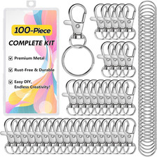100PCS Keyring Making Kit – 50 Keychain Clips Hooks + 50 Key Rings for DIY Keyri