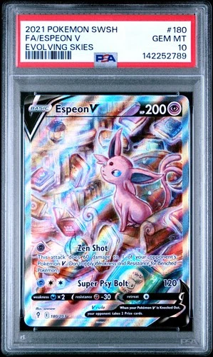 2021 POKEMON SWORD & SHIELD EVOLVING SKIES #180 FULL ART/ESPEON V PSA 10