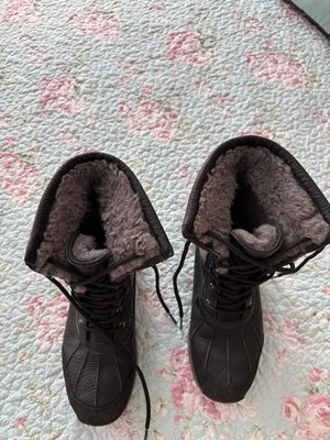 UGG  Boots Waterproof Sheepskin  Leather Warm Black/Gray Women's  8