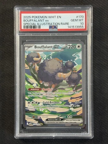 Pokemon Cards PSA 10 GEM MT Bouffalant Ex SIR White Flare 2025 170/086