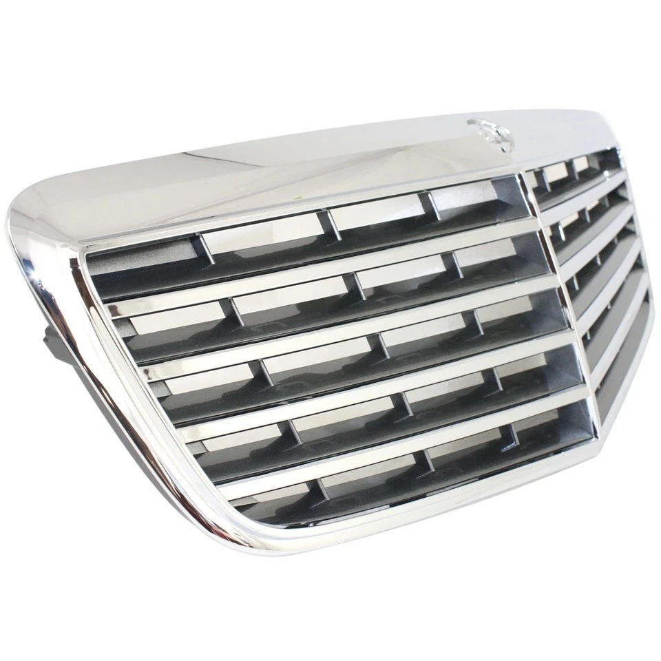 Chrome Shell w/ Gray Insert Plastic For 2007-2009 Mercedes Benz E350 E550 Grille Foto 4 de 4