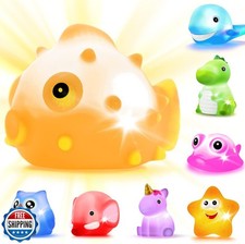 Bath Toys, 8 Pcs Light Up Floating Rubber Animal Toys Set, Flashi