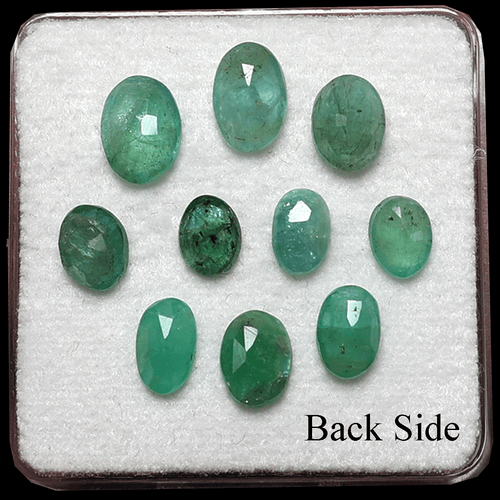 Lote de 10 piedras preciosas de corte facetado ovalado de 6 mm-8 mm esmeralda natural sin tratar de Zambia - Imagen 9 de 12