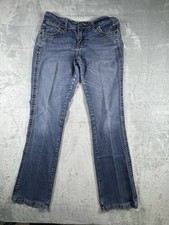 Women  s Wrangler Bootcut Jeans 5/6 x 34 Blue Pink Stitch Western Cowgirl Rodeo