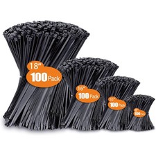 500 Pcs Black CABLE ZIP TIES Heavy Duty UV Resistant UL 8" 10" 16" 18"