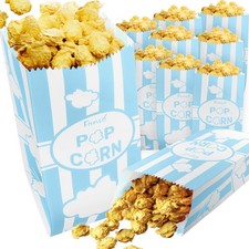 1oz Pastel Blue Paper Popcorn Bags 100 Pack Carnival Theme Customizable