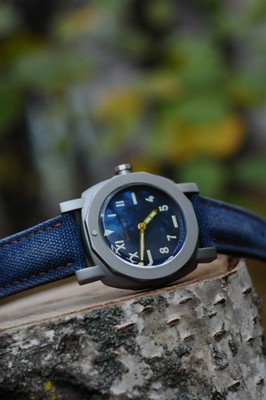 24/22 mm Handmade Canvas watch strap Panerai Denim Blue *Ready