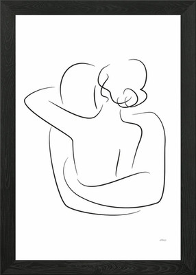 Embrace Line Zeichnung Gerahmtes Wandbild Poster Leinwanddruck Bild