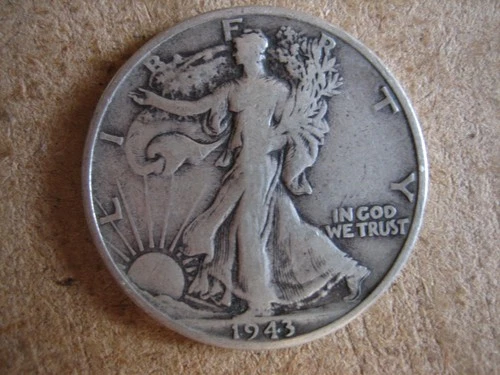 1943 S. USA Half Dollar Fine & RARE Silver Coin.