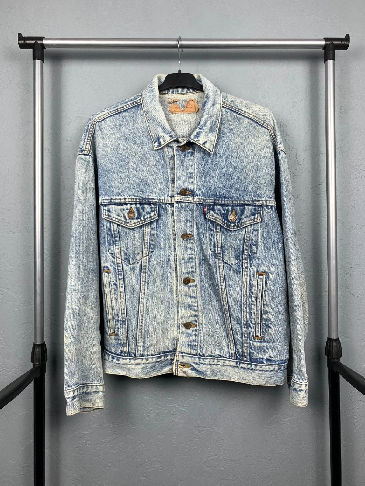 Levi's 90s Vintage Denim Jacket Jeans Stone Wash Made in USA Size L