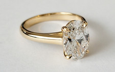 2.00 Carat F VS2 OVAL Genuine Lab Grown Diamond Ring 14k Yellow Gold CERTIFIED