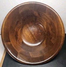 Vintage MCM Vermillion Real Walnut Large Seving Salad Bowl 12"