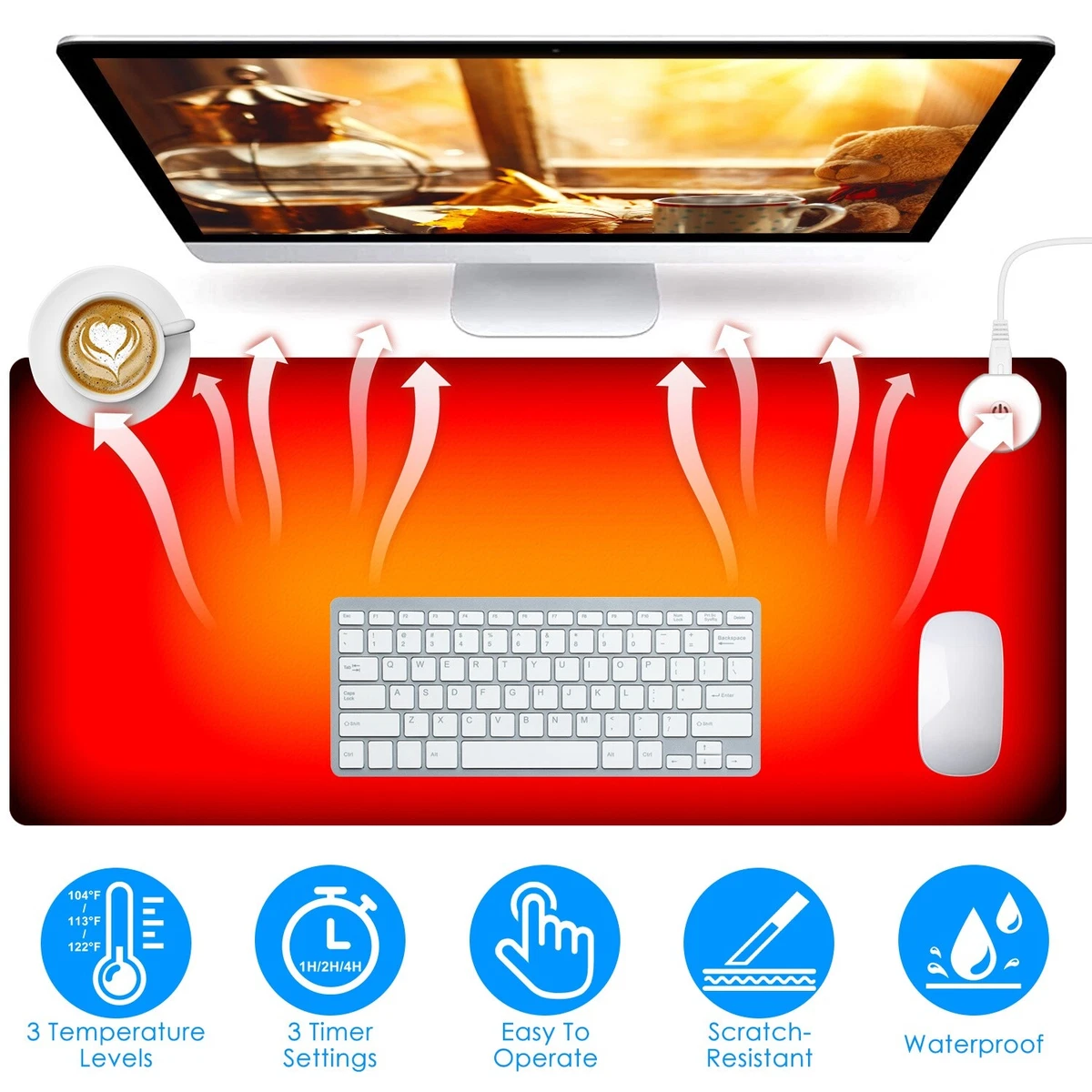 Warm Desk Pad Heated Mouse Pad Office Heated Desk Mat Waterproof Soft  Winter Mat