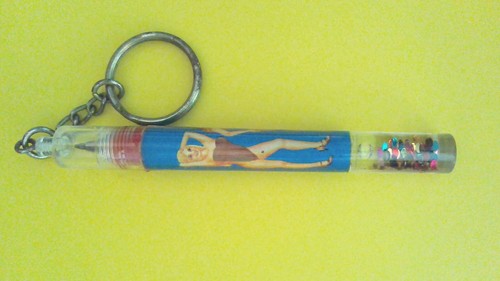 Swimsuit/Colored Beads in Liquid keychain. key chain ring tag - Picture 2 of 2