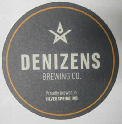 DENIZENS BREWING CO. 4 inch Beer COASTER Mat w/ STAR Silver Spring MARYLAND 2018
