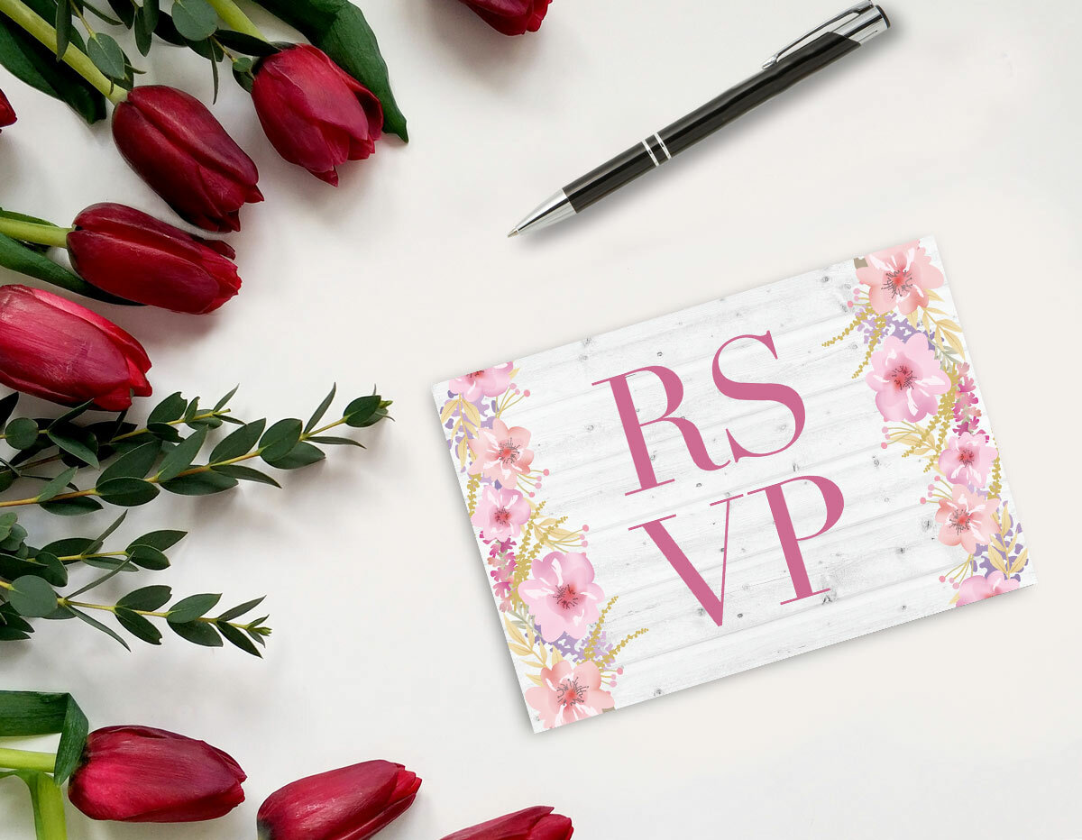 Floral Print RSVP Postcards – 4 × 6 inches, 40 Postcards – B17074