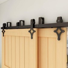CCJH Heavy Duty Bypass Sliding Barn Door Hardware Closet Track Kit for 2 Doors