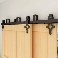CCJH Heavy Duty Bypass Sliding Barn Door Hardware Closet Track Kit for 2 Doors