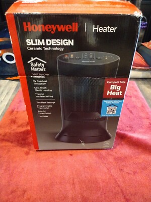 Honeywell Heater Slim Compact Ceramic Design Oscilltes Heat Settings  HCE309B 328785001815|