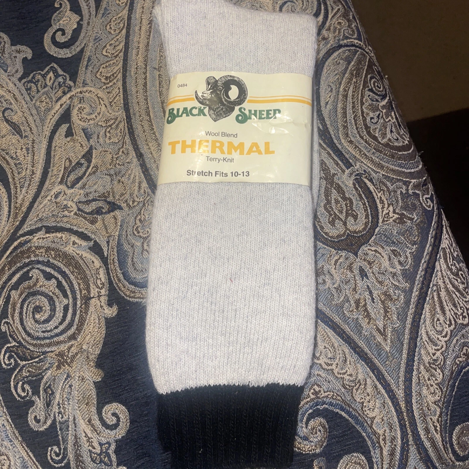 Vintage 1970s 1980s Black Sheep Wool Blend Thermal Socks UNION MADE USA KMART