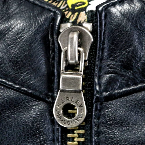 harley davidson jacket L black red yellow leather Wildcard RARE soft zip womens - Image 3 of 4