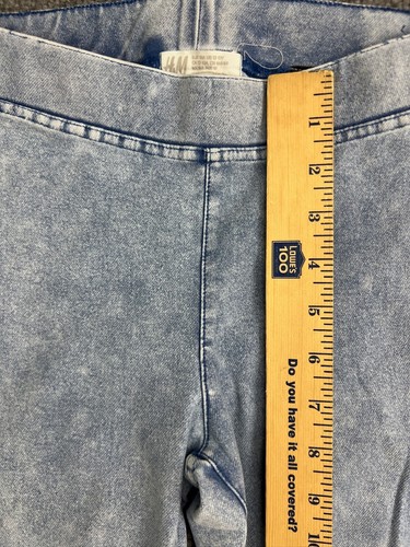 H&M Jeggings Youth 12-13 Blue Acid Wash Denim Look Moto Skinny Pull On Pants - Picture 4 of 7
