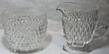 Clear Glass Sugar Bowl and Creamer